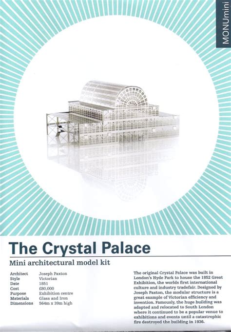 The Crystal Palace Mini Architectural Model Kit Bookseller Crow