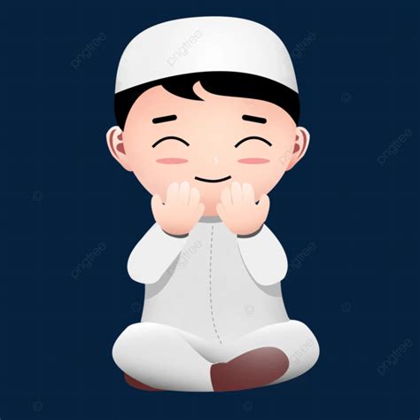 Cartoon Muslim Boy Praying Pray Muslim Prayer Png Transparent