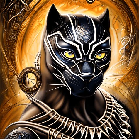 Whimsical Realistic Steampunk Black Panther · Creative Fabrica