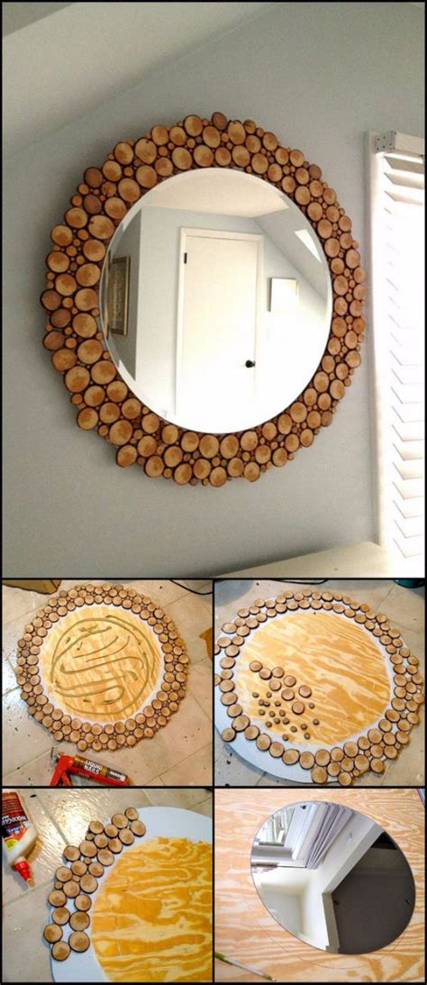 Wooden wall mirror bath wall mirror with lights spaces.wall mirror interior home decor. 41 DIY Mirrors You Need In Your Home Right Now - DIY Joy