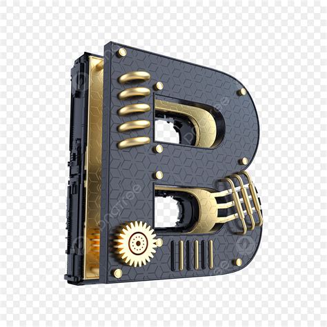 Gold Letter B Hd Transparent Black Gold Mechanical Stereo Letter B