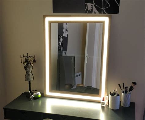 Modern Wood And Led Vanity Mirror Diy Mirror With Lights Diy Makeup