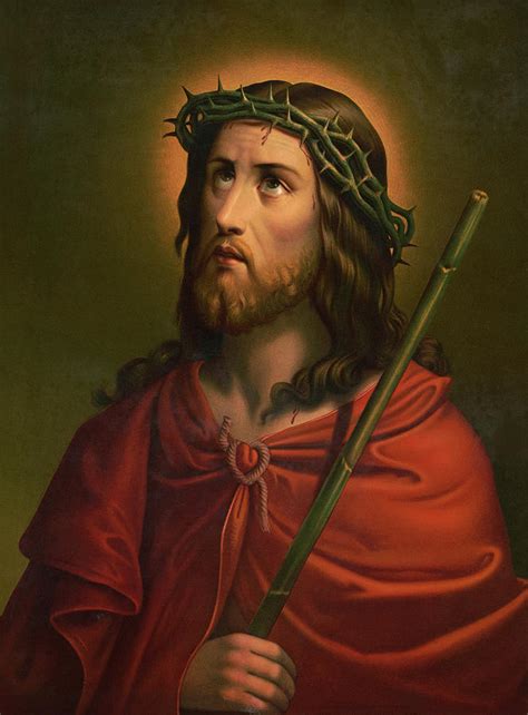 Jesus With Crown Of Thorns Painting By American School Pixels