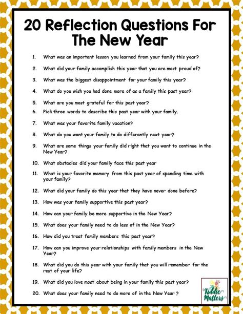 New Years Reflection Worksheet