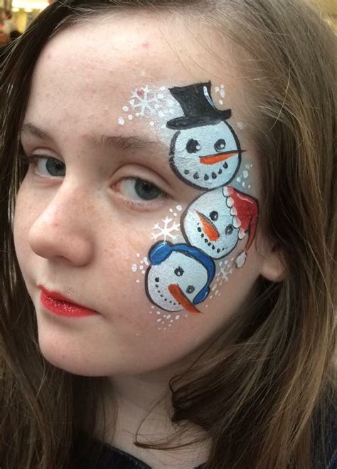 Snowmen Christmas Face Design Christmas Face Painting Face Painting