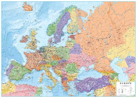 Cartina politica europa spagnolo poster, plastificato, per i magneti o per contrassegnare con puntine da disegno. Europa politica Large - carta geografica murale