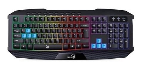 Teclado gamer Genius Scorpion K215 QWERTY español color negro con luz
