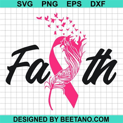 Breast Cancer Ribbon Faith Svg Breast Cancer Ribbon Svg Breast Cancer