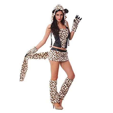 Fancy Sexy Girl Leopard Dress Costume Adult Women Halloween Carnival Leopard Cat Costume Cosplay