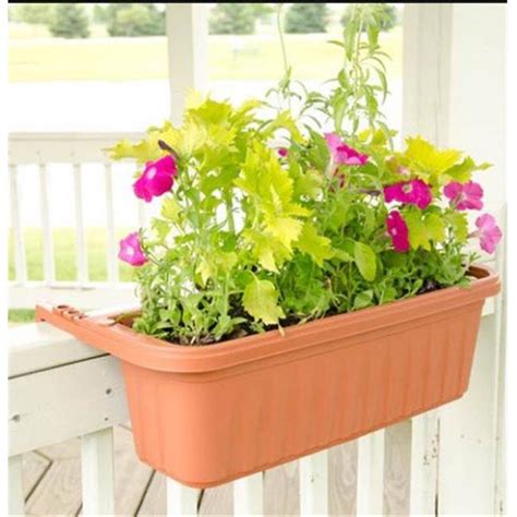 Railing planters turn your porch or deck into a garden! Apollo Exports International 230649 24 in. Terra Cotta ...