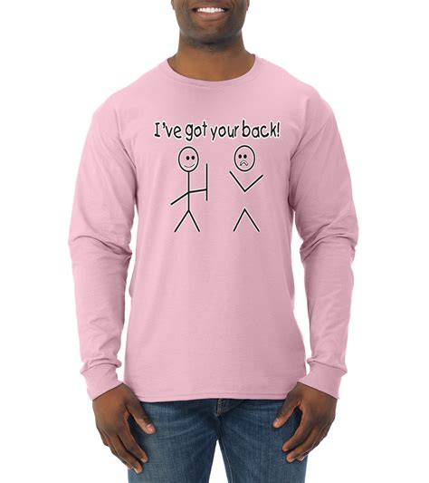 I Got Your Back Mens Stick Figure Humor Long Sleeve T Shirt Funny Novelty Tee Ebay