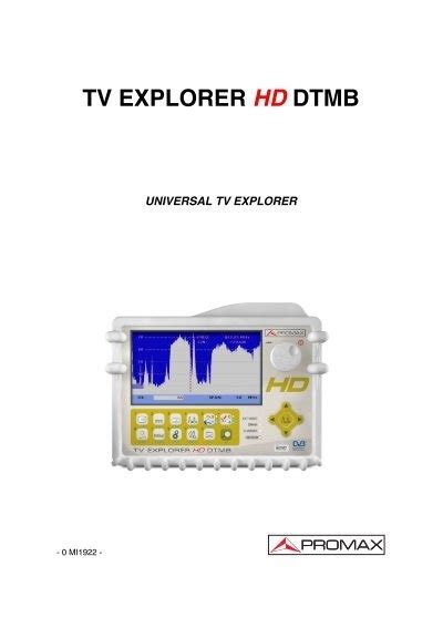 Tv Explorer Hd Dtmb 3 Mb Instruction Manual English Promax