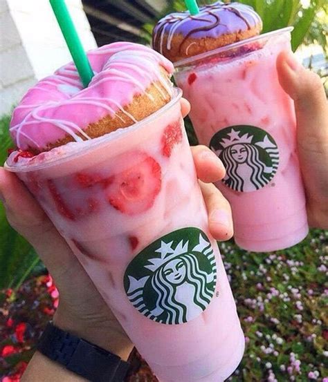 The official ingredients include cool lime starbucks refreshers™ beverage with coconut milk, a splash of teavana® shaken iced passion tango™ tea. starbucks, donuts, and pink image (con imágenes) | Bebidas ...