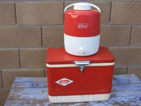 Vintage Coleman Red Clad Ice Chest Cooler Picnic Chest And