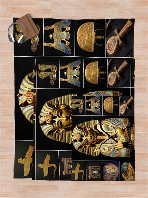 King Tutankhamun Artifacts Throw Blanket For Sale By Montage Madness