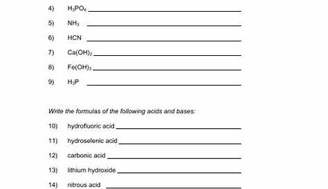 Acid And Bases Worksheet