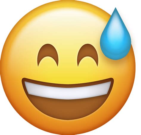 Download Sweat With Smile Iphone Emoji Icon In  And Ai Emoji Island
