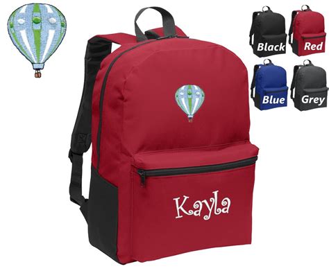 Personalized Kids Backpack Embroidered Hot Air Balloon Monogrammed With