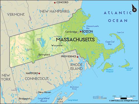Geographical Map Of Massachusetts And Massachusetts Geographical Maps