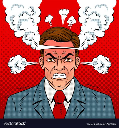 Angry Man With Boiling Head Pop Art Royalty Free Vector