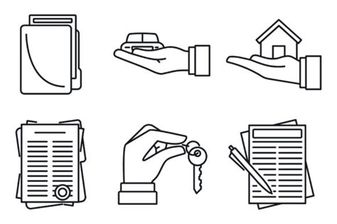 Lease Agreement Icons Set Outline Style Graphic By Anatolir56