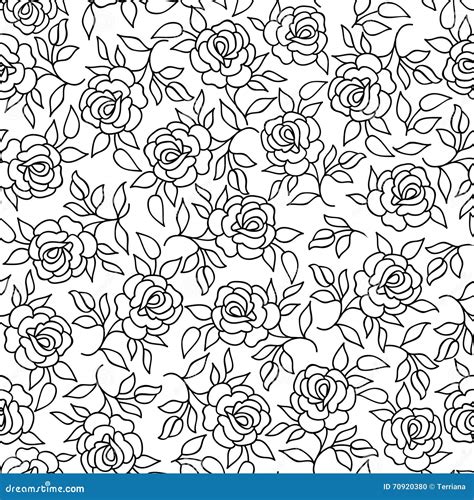 Floral Pattern Flower Rose Outline Background Flourish Ornament Stock