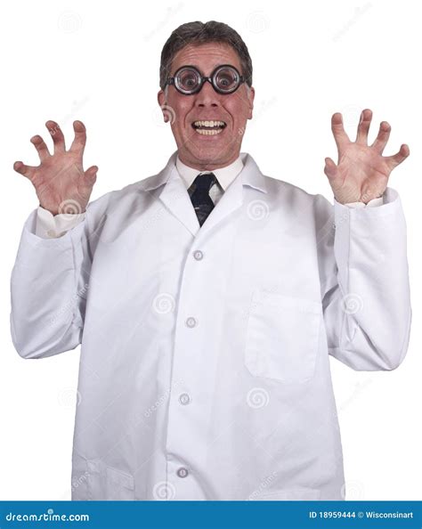 Funny Mad Scientist Crazy Doctor Isolated On White Stock Images Image