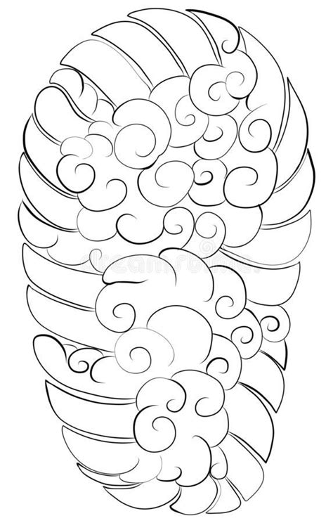 Cloud Tattoo Coloring Book Japanese Style Traditional Asian Tattoo