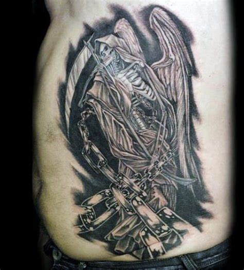 Grim reaper tattoo with hourglass. 70 Grim Reaper Tattoos For Men - Merchant Of Death Designs