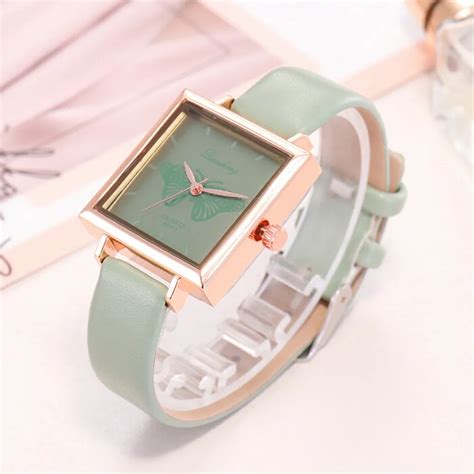Vintage Leather Square Dial Watches Women Fashion Dress Watch