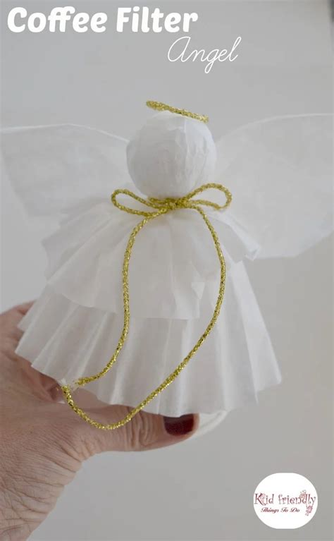 A Simple Coffee Filter Angel Christmas Tree Topper Craft For Kids To Make