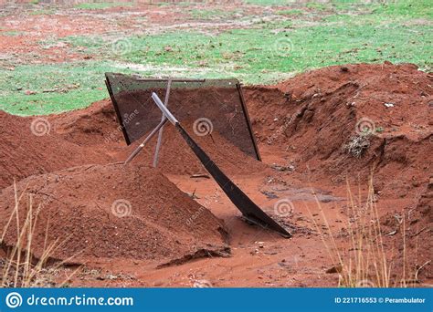 Process Of Sifting Soil With Heaps Of Fine Soil Stock Image Image Of