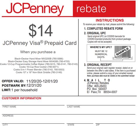 Jcpenney Mail In Rebate Form Thanksgiving