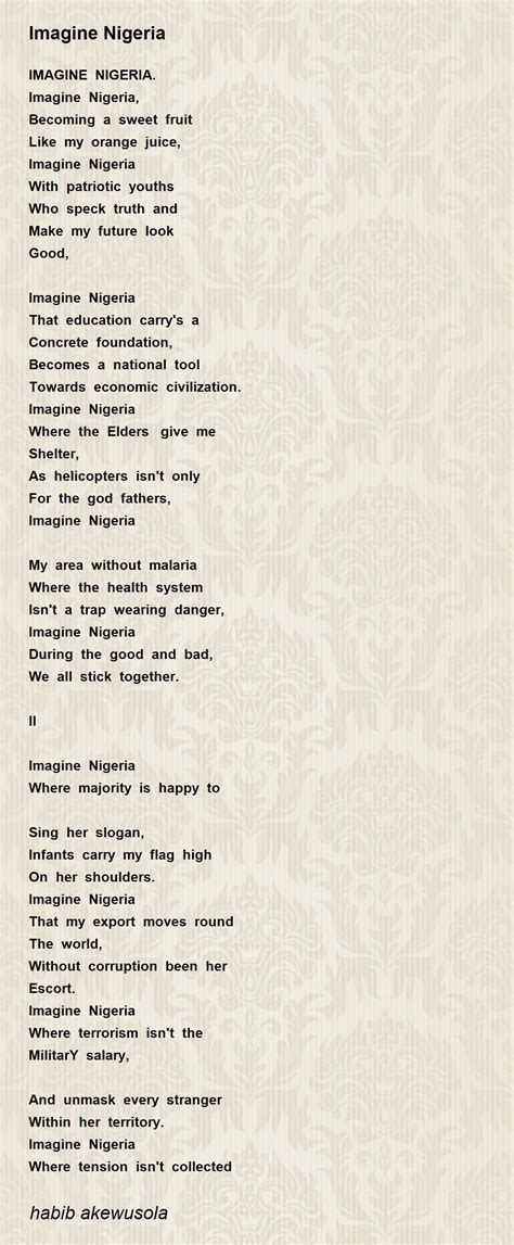 Imagine Nigeria Imagine Nigeria Poem By Habib Akewusola