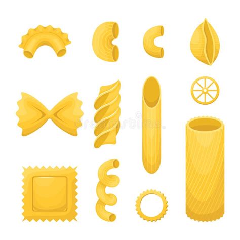 The Vector Set Of Different Types Of Italian Pasta Stock Vector
