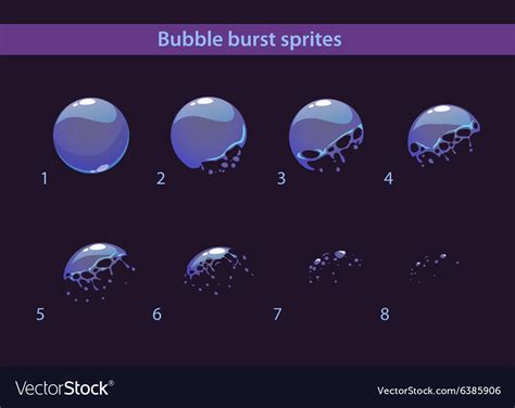 Cartoon Soap Bubble Burst Sprites Royalty Free Vector Image
