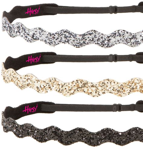 Hipsy Womens Adjustable No Slip Wave Bling Glitter Headband Black