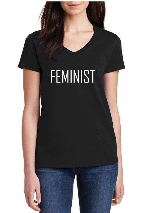 Womens V Neck Ladies Feminist Movement Shirt Womens Day March T