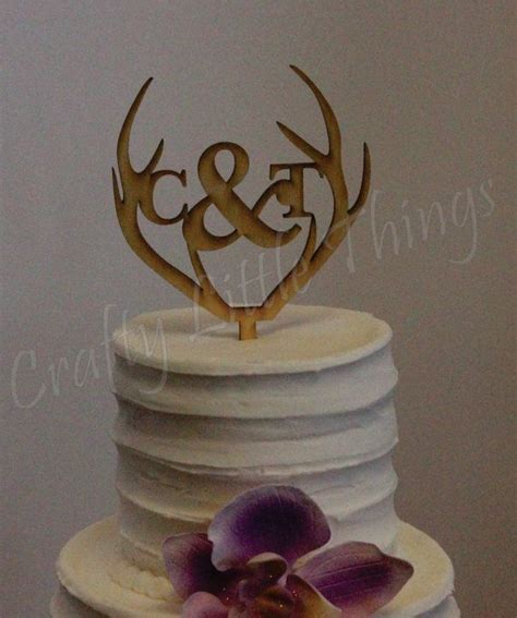 Antler Monogram Cake Topper For Weddings By
