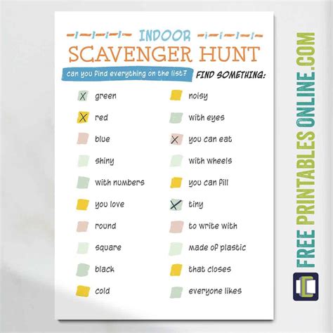 Printable Indoor Scavenger Hunt Laptrinhx News