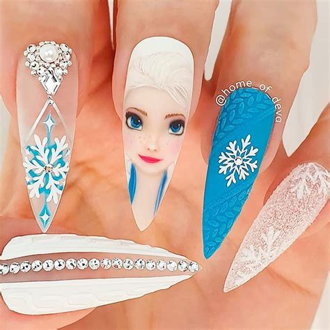 45 Unique And Beautiful Winter Nail Designs Disney Acrylic Nails