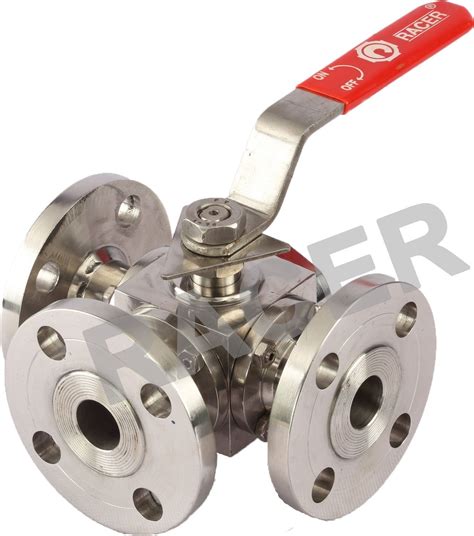 Stainless Steel Racer Flanged End 3 Way Ball Valves Size 15mm To