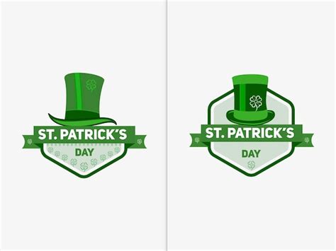 Premium Vector Saint Patrick Logos With Green Hats And Shamrock Leaf