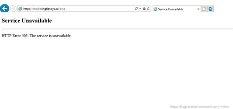 A 503 service unavailable error means that the website's server is not available, usually due to maintenance or server overloading. WAP 2016 Published Application Not Working - HTTP Error ...