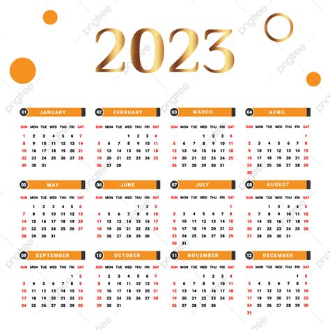 Calendario 2023 Con Diseño único Negro Dorado Y Amarillo Png
