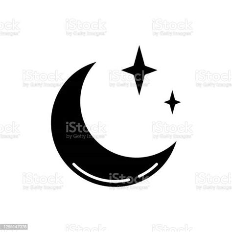 Clear Night Sky Black Glyph Icon Stock Illustration Download Image