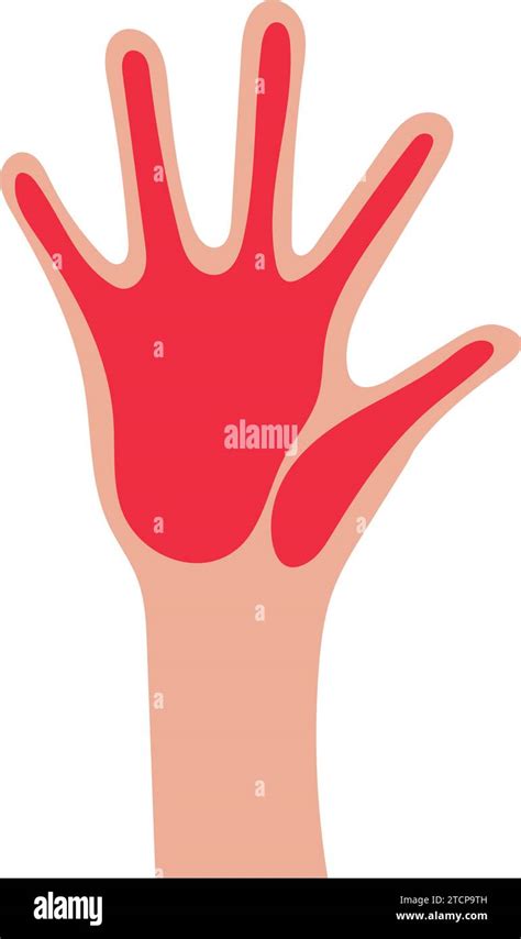 Red Hand Day Illustration Of Hand With Paint Vector Isolated Stock