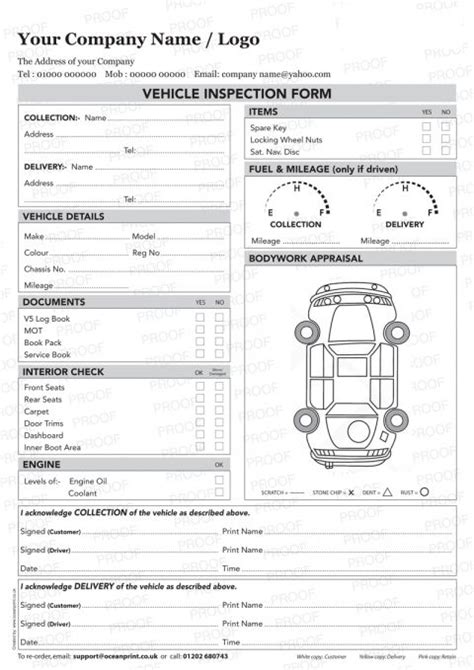 vehicle inspection sheet template vehicle inspection poc