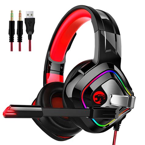 35mm Gaming Headset Mic Led Headphones Stereo Bass Surround For Pc