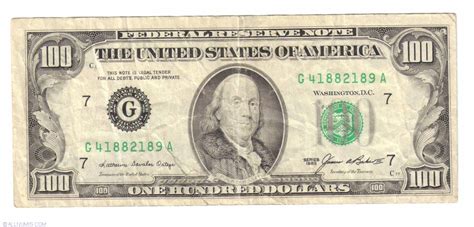 100 Dollars 1985 G 1985 Series United States Of America Banknote